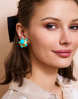 Turquoise Cabochon Clip-on Earrings