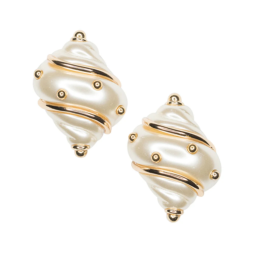 Jackie Onassis Pearl Shell Clip-on Earrings