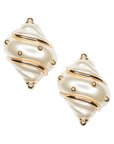 Jackie Onassis Pearl Shell Clip-on Earrings