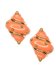 Coral Seashell Clip-on Earrings