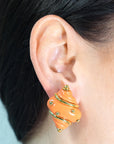 Coral Seashell Clip-on Earrings