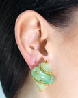 Jade Seashell Clip-on Earrings