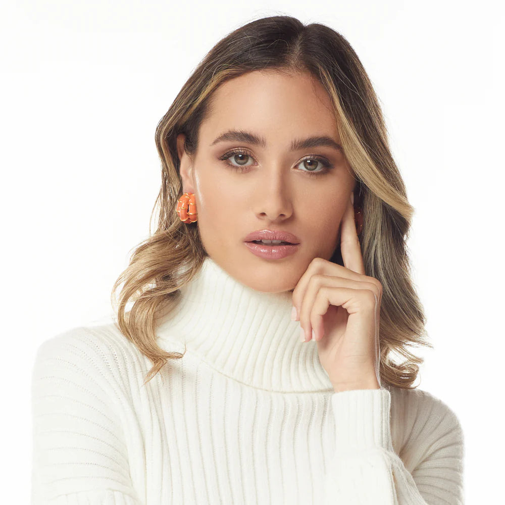 Coral Bamboo Hoop Clip-on Earring