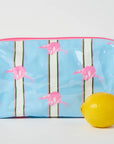 Blue Striped Makeup Bag