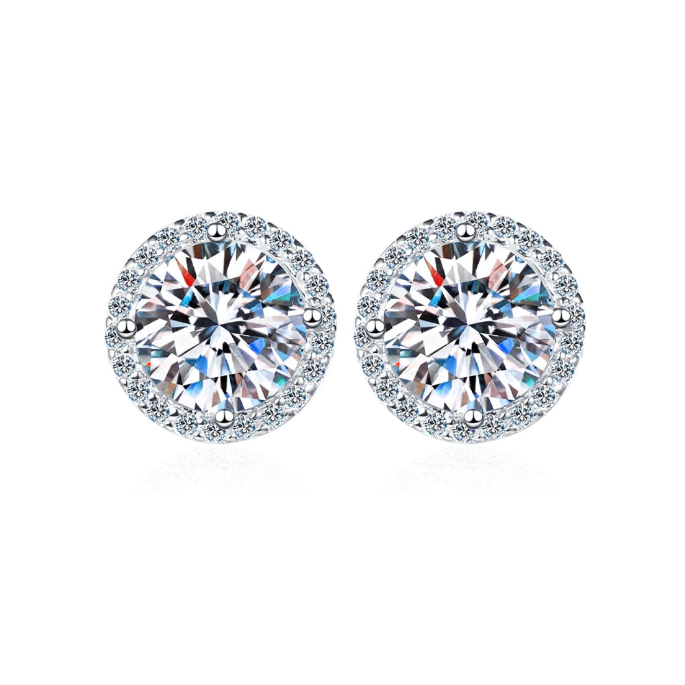 CZ Round Stud Earrings, Pieced