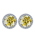 CZ Round Stud Earrings, Pieced, Clip-on