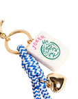 Mahjong Tile Puffy Heart Cord Keychain Bag Charm
