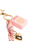 Mahjong Tile Puffy Heart Cord Keychain Bag Charm