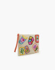 Mahjong Glam Fully Hand-Beaded Top Zip Clutch