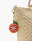Orange Beaded Charm Keychain