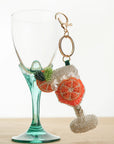 Zesty Orange Burst Beaded Charm Keychain