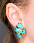 Turquoise Shell Clip-on Earrings