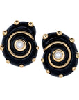 Black with Gold Center Shell Clip-on Earrings