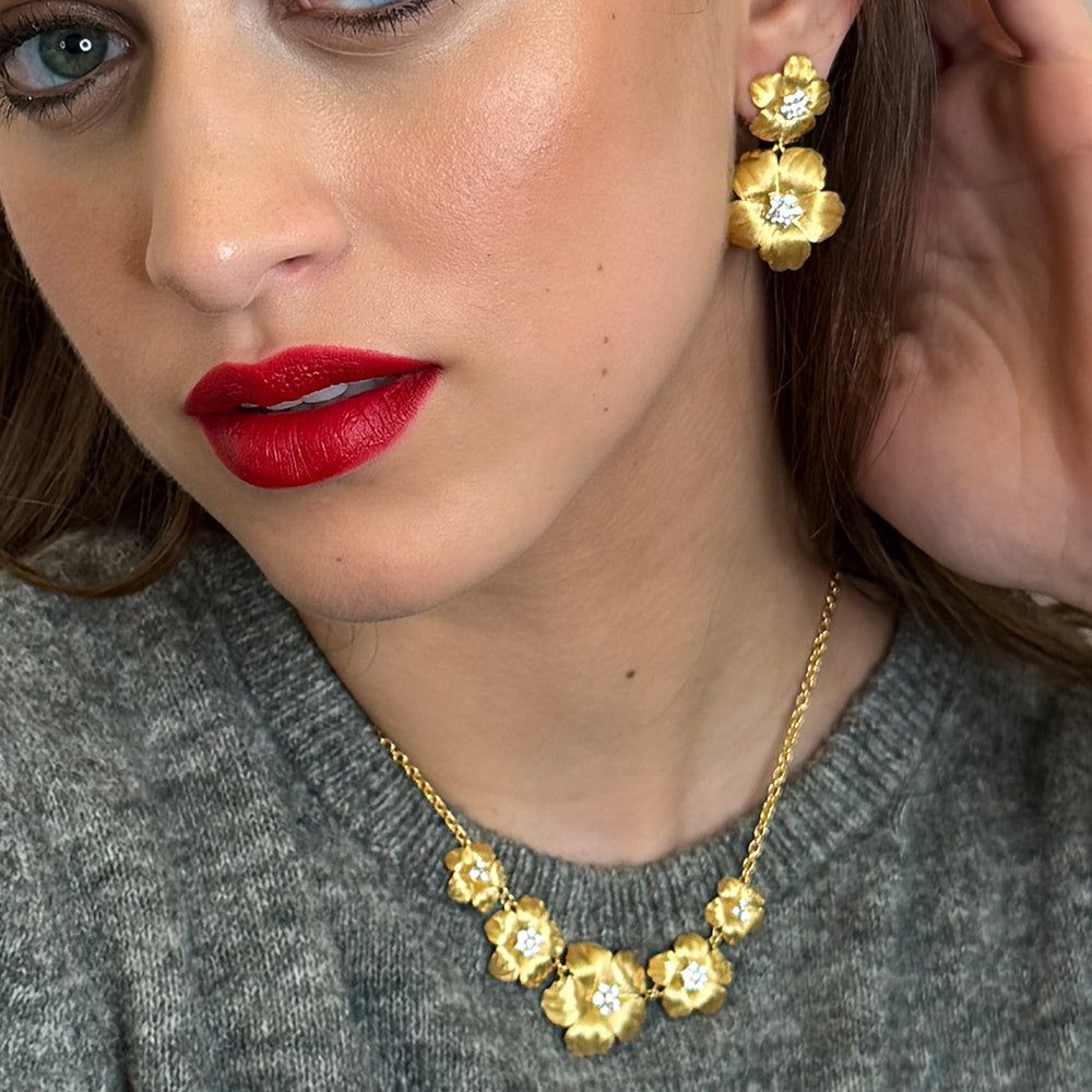 Triple Flower Drop Earrings