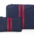 Set of Two - Organizational Pouches - Nautical Rope Stripes in Matte Navy and Red