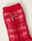 Red Plaid with Embroidered Bow Socks