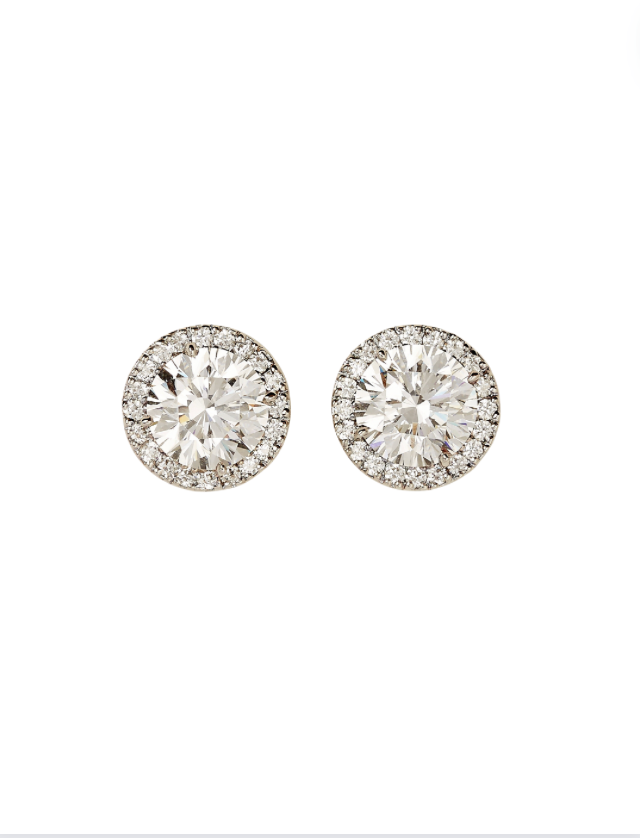 Round Cut CZ Stud Earrings with Pavé