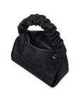 Satin Rhinestone Embellished Bag Black