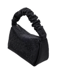 Satin Rhinestone Embellished Bag Black