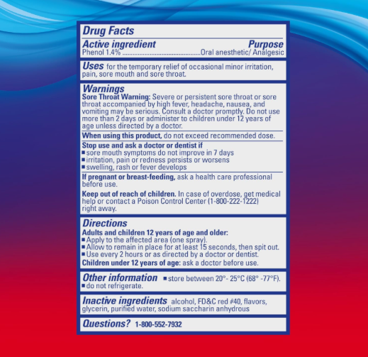Diabetic Tussin Sore Throat Spray