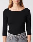 Soft Touch 3/4 Sleeve Merrow Edge Boatneck T-Shirt