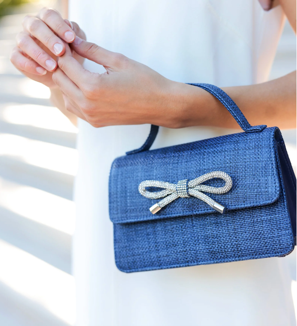 Bowie Straw Mini Bag Navy