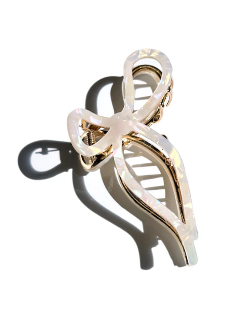 Pearl Ballet Bow Claw Clip