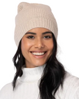 100% Cashmere Plush Waffle Stitch Beanie