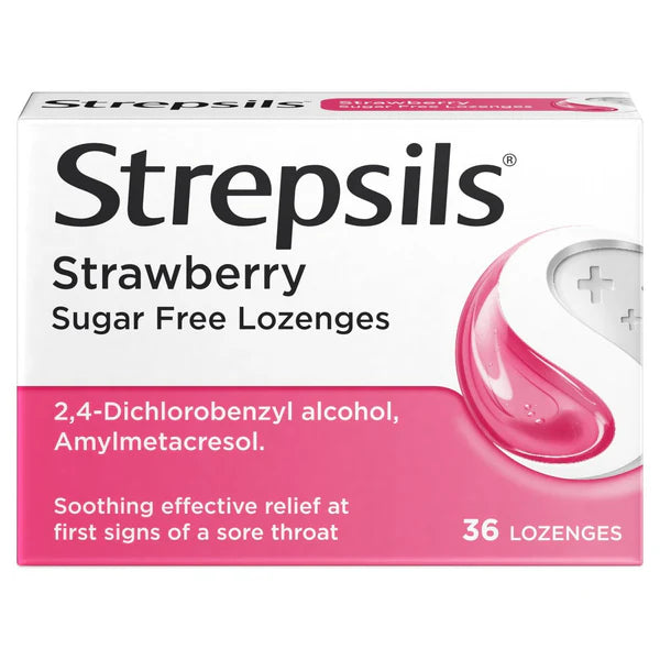 Strepsils Strawberry Lozenges, Sugar Free