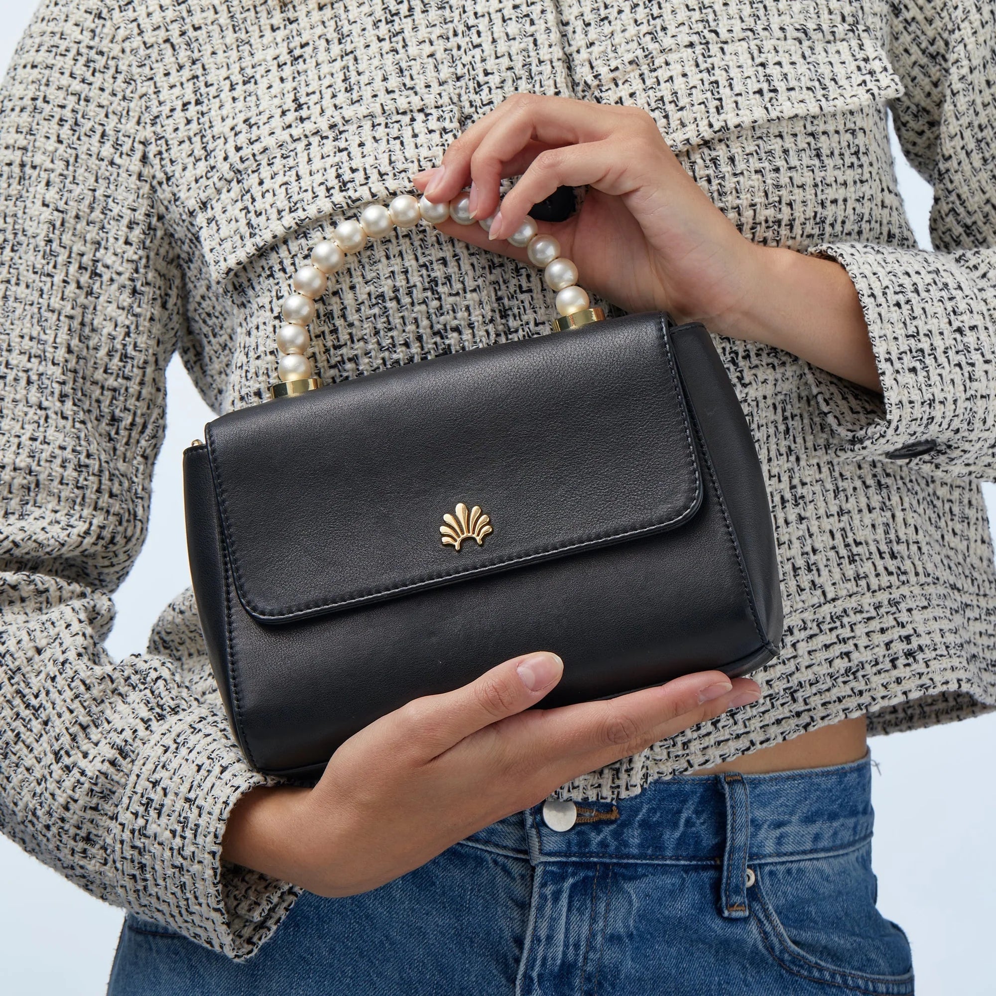 Jet Pearl Tabitha Top Handle Crossbody