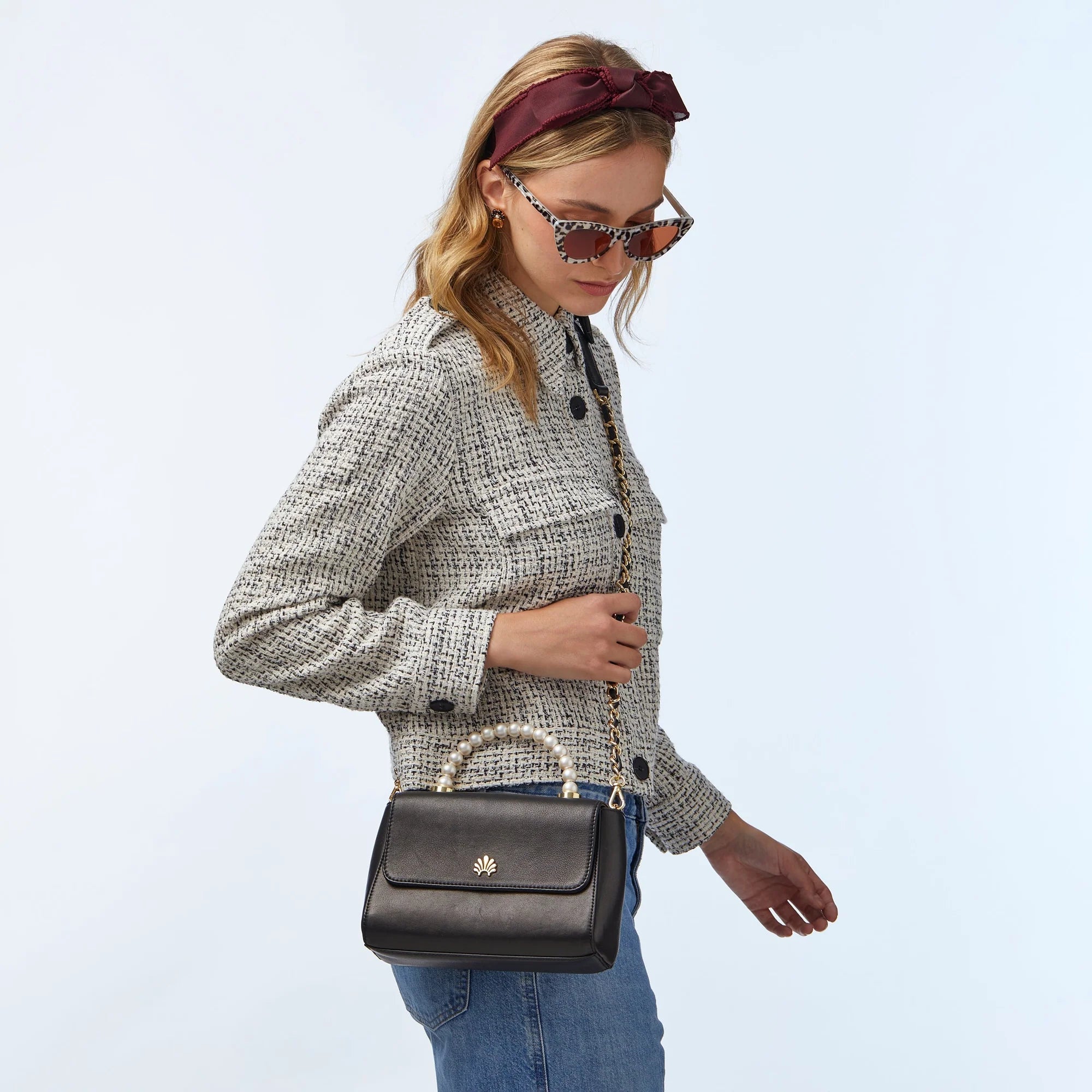 Jet Pearl Tabitha Top Handle Crossbody