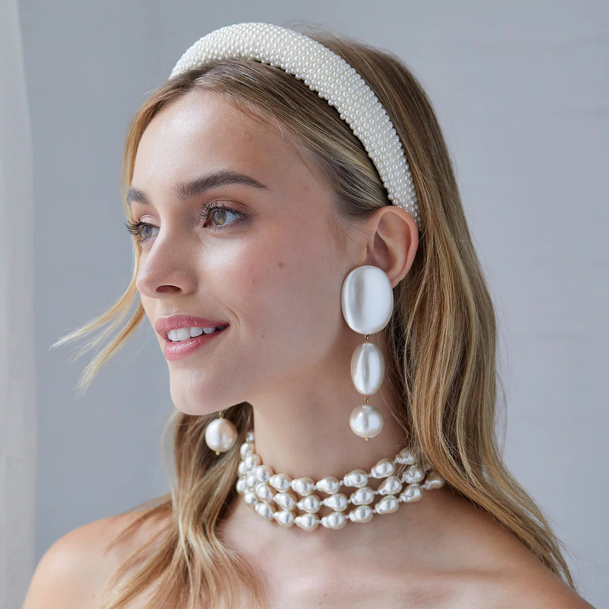 Ivory Velvet Pearl Headband