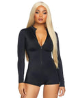 Zipper Front Long Sleeved Matte Romper