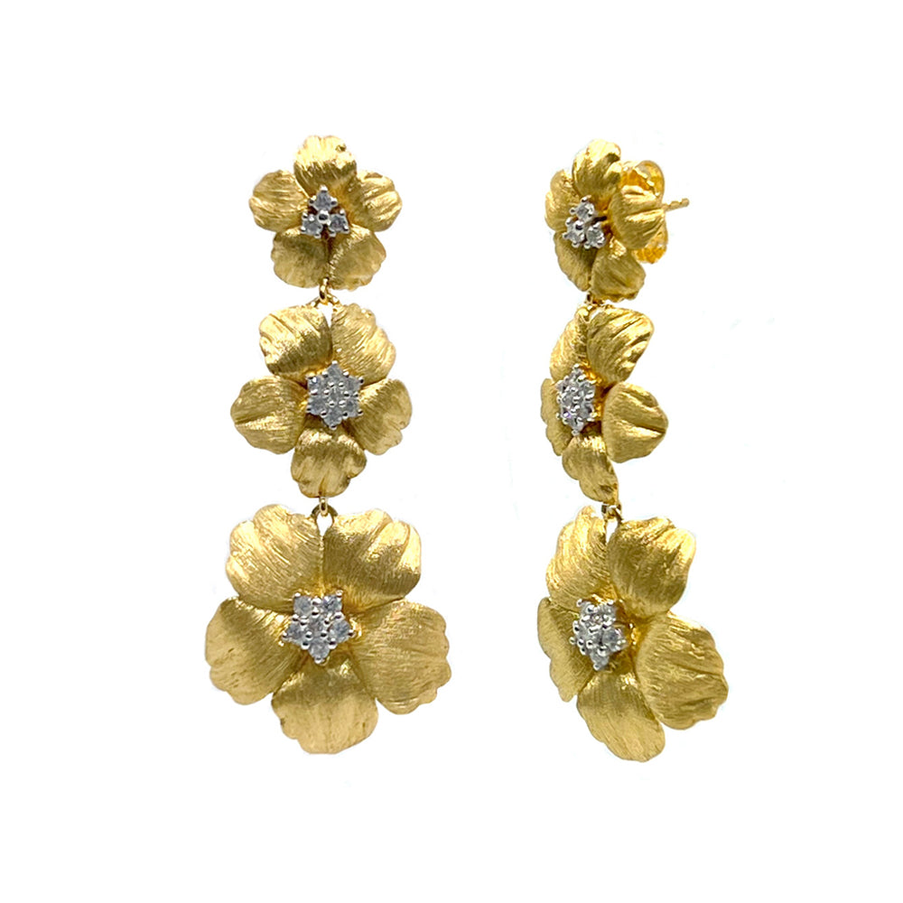 Triple Flower Drop Earrings