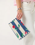 Cherry Stripe Jacquard Wristlet