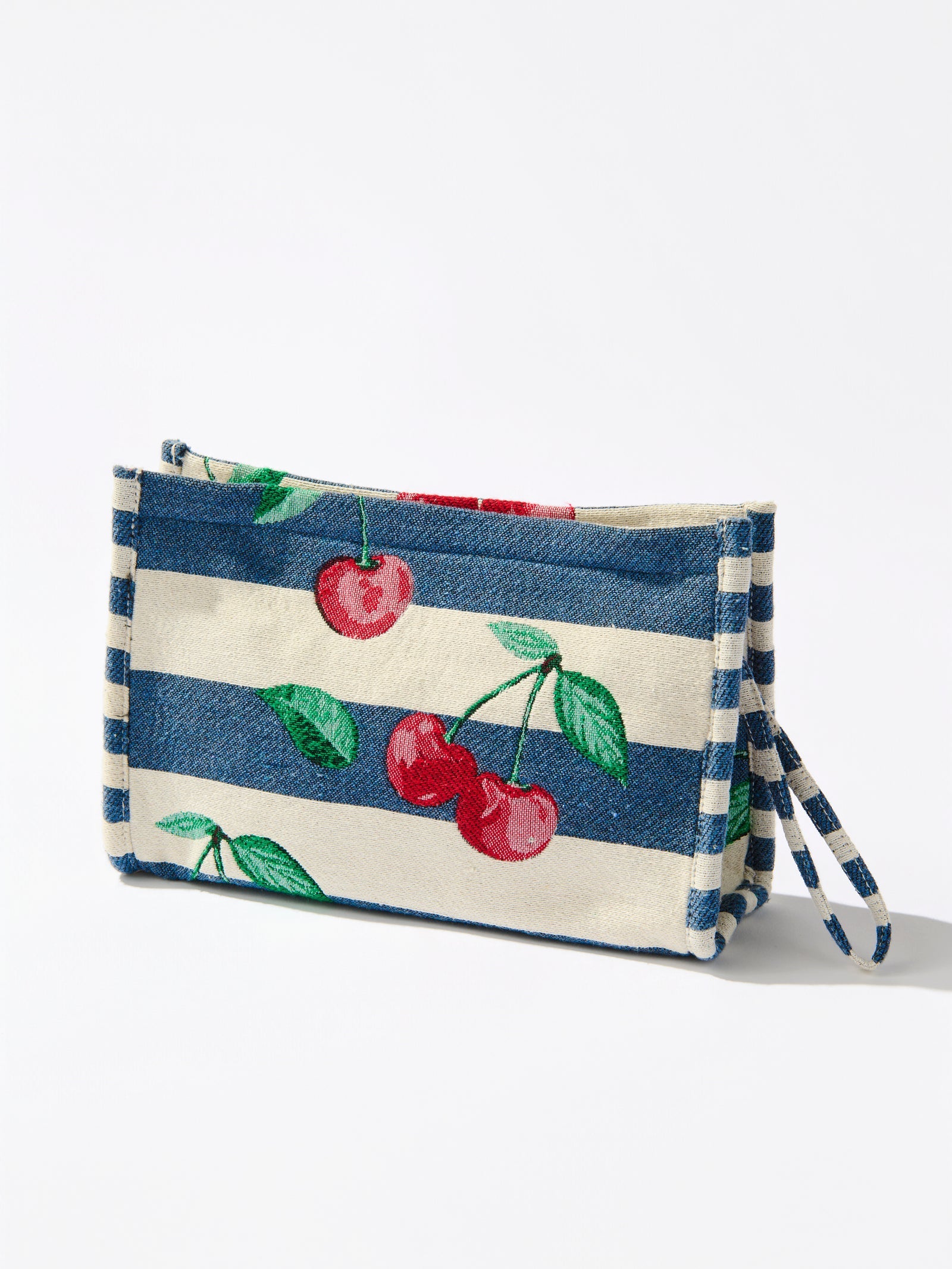 Cherry Stripe Jacquard Wristlet