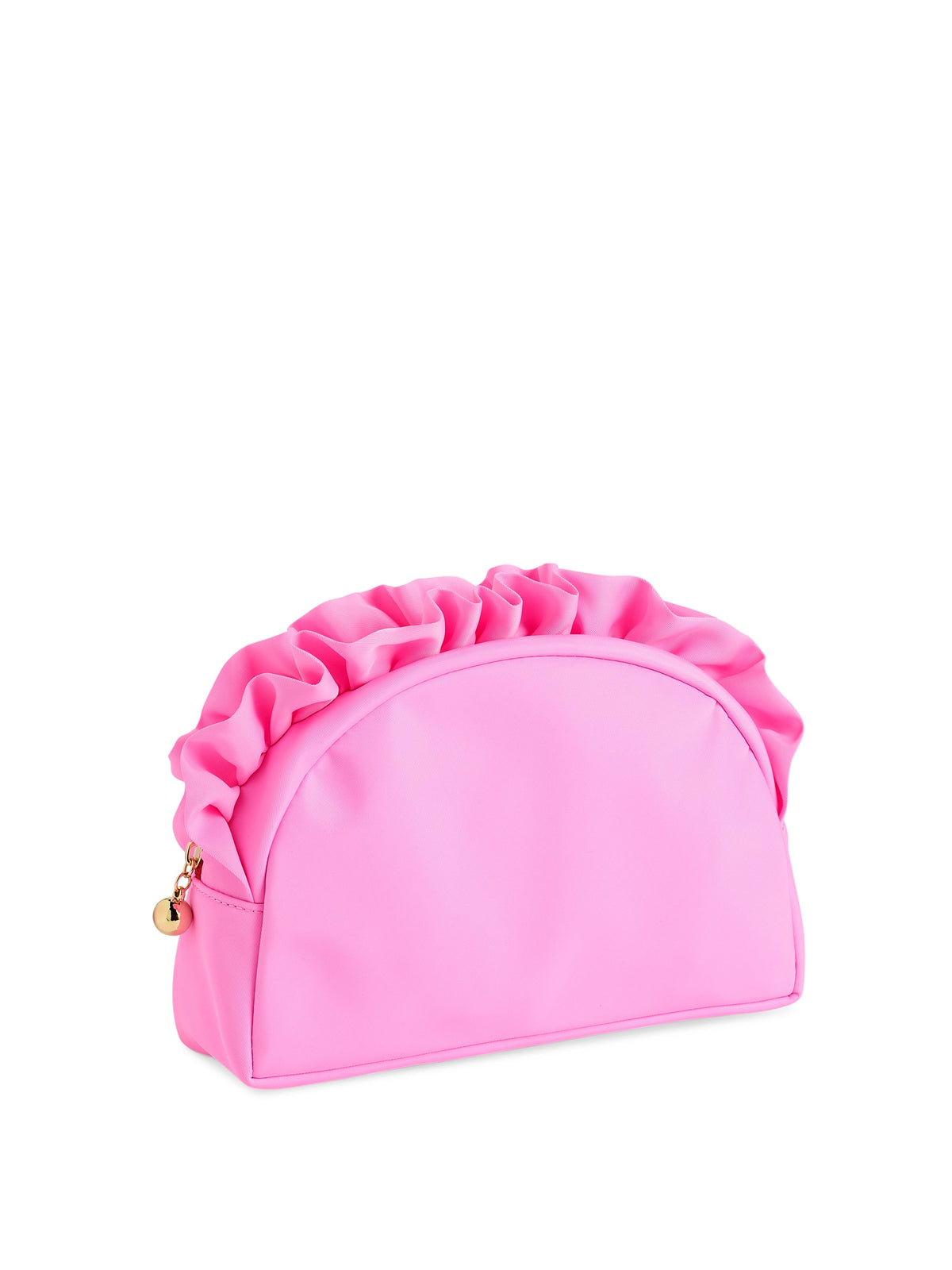 Solid Ruffle Zip Pouch