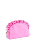 Solid Ruffle Zip Pouch