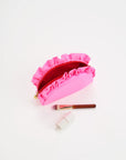 Solid Ruffle Zip Pouch