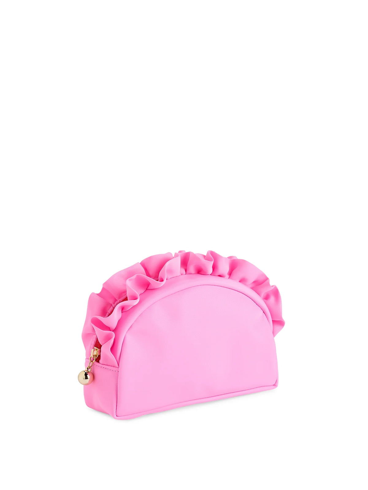 Solid Ruffle Zip Pouch