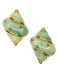 Jade Seashell Clip-on Earrings