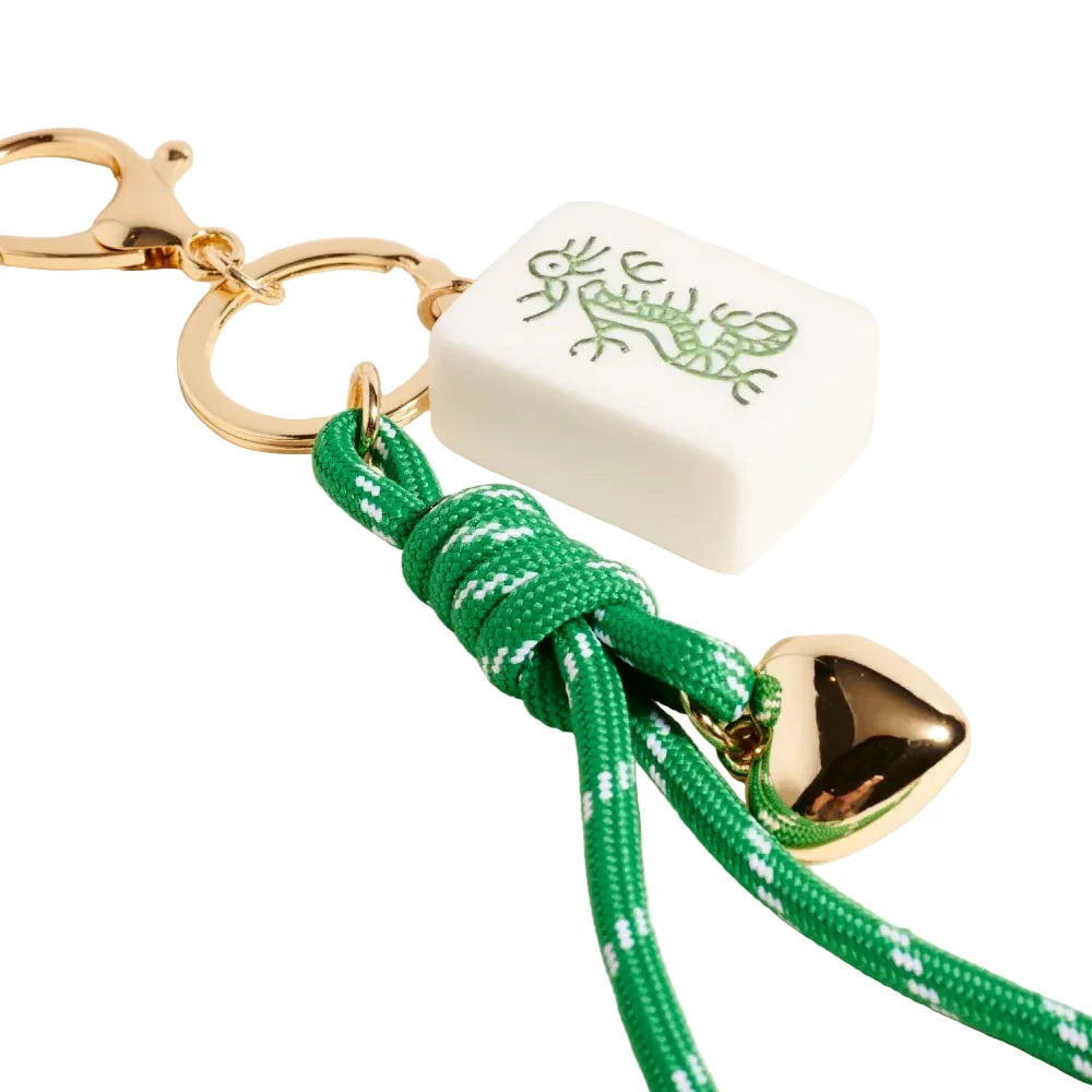 Mahjong Tile Puffy Heart Cord Keychain Bag Charm