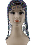 Western Fashion Meshed Beaded Cap – Stretchy – Black Multi