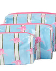 Blue Striped Makeup Bag