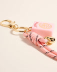 Mahjong Tile Puffy Heart Cord Keychain Bag Charm
