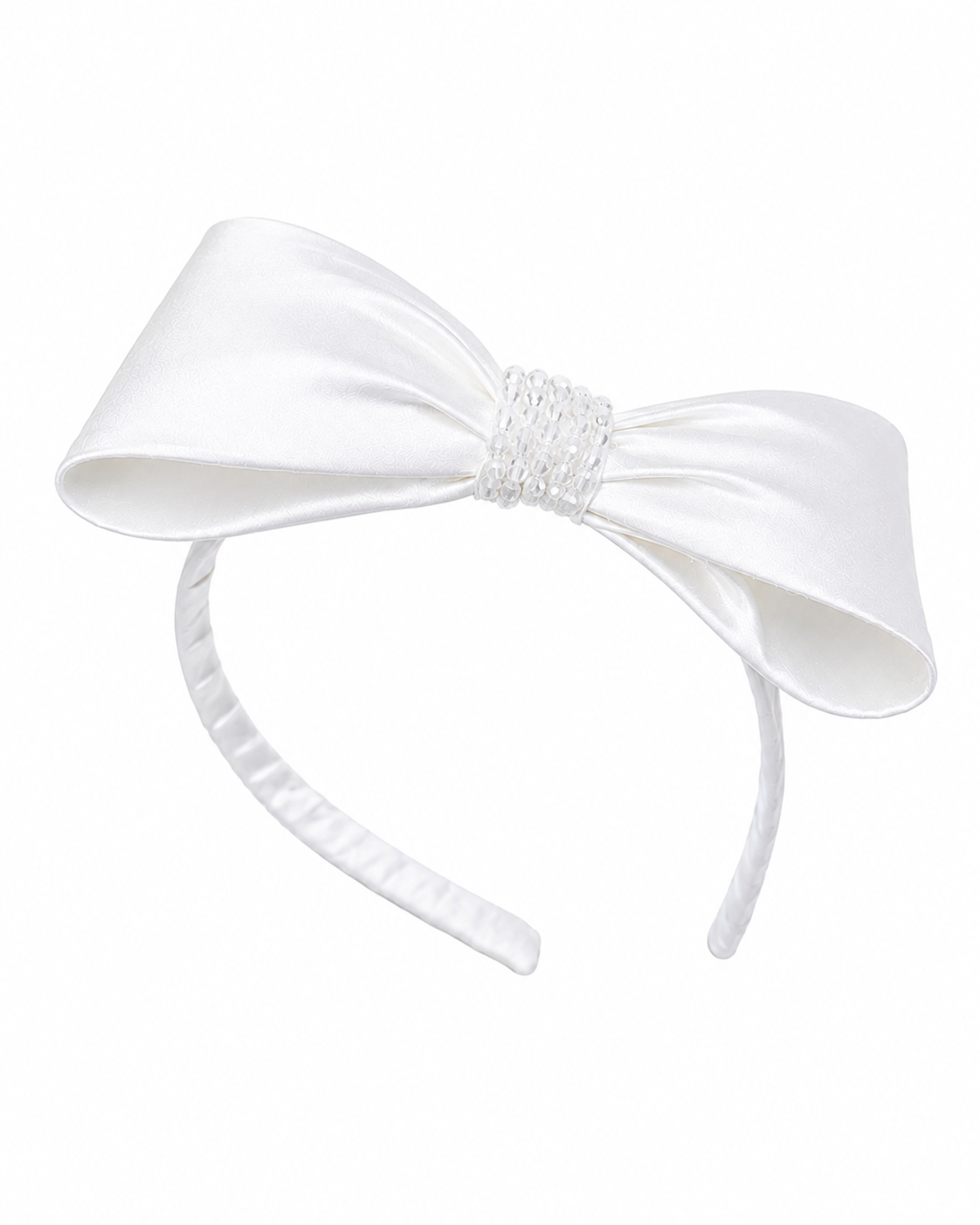 5 1/2" Silk Bow Headband with Crystals