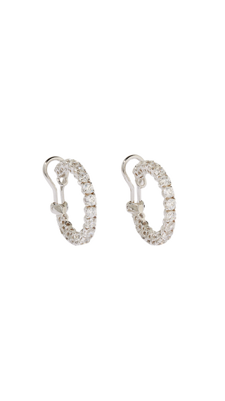 Hoop CZ Earrings with Round Cut Stones