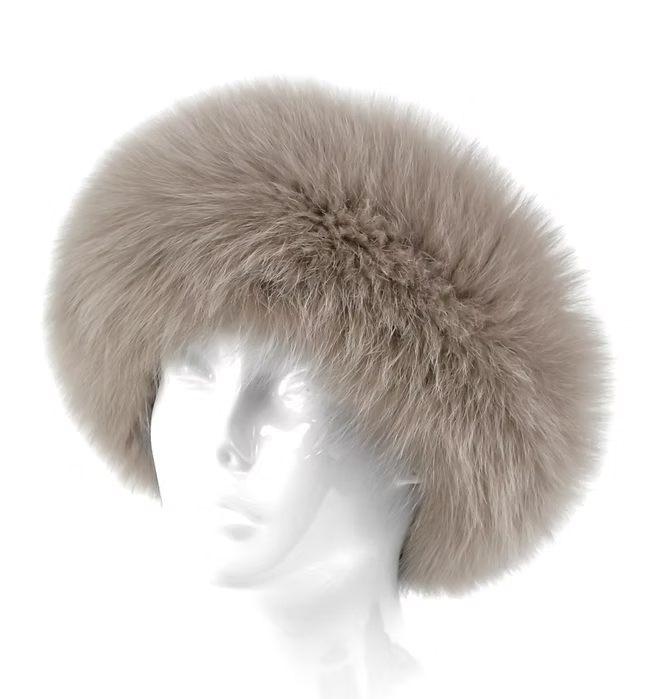 Fox Fur Headband Taupe