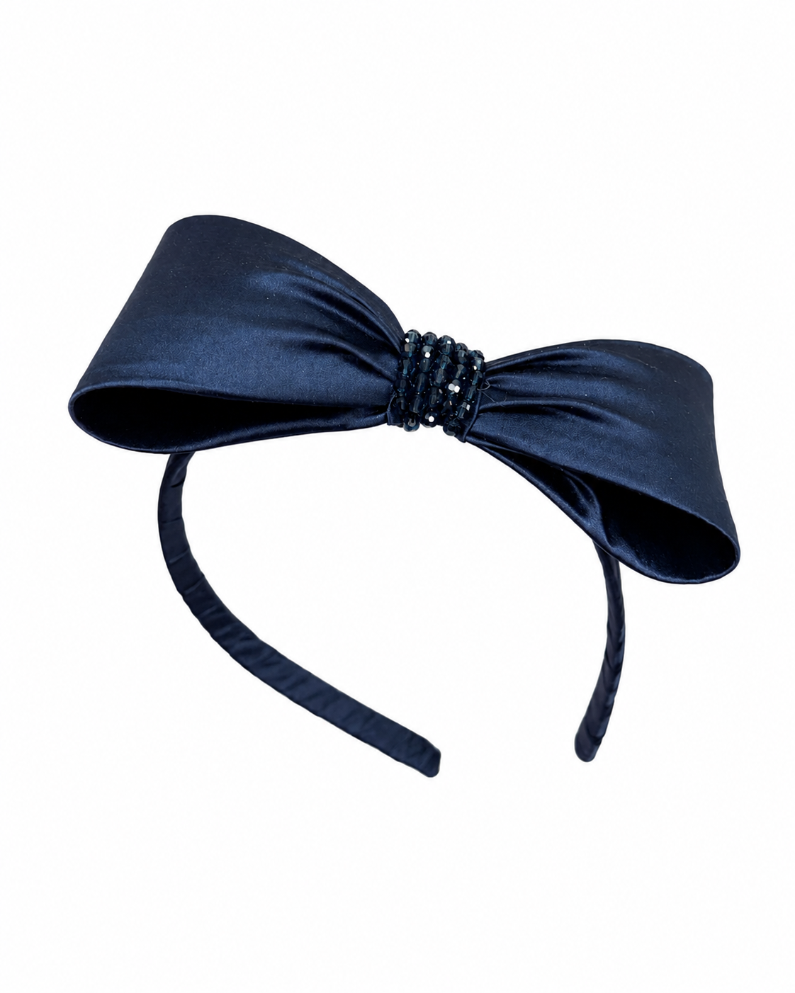 5 1/2" Silk Bow Headband with Crystals