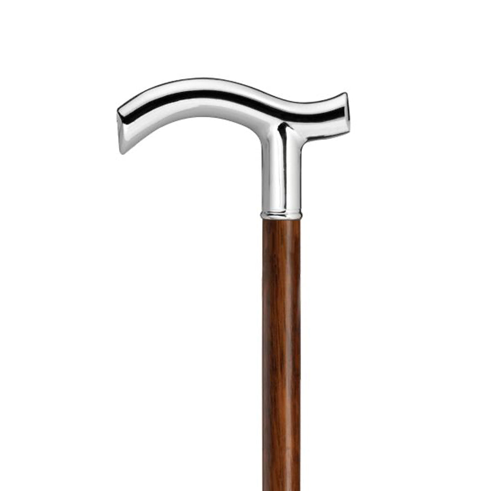 Shiny Chrome Fritz-Walnut Cane